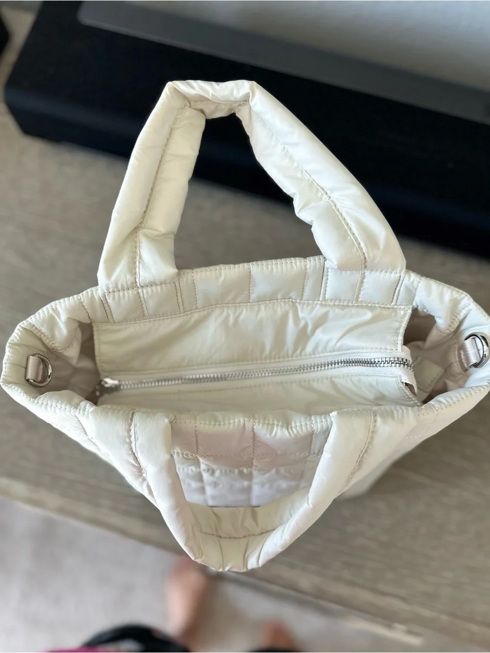Lululemon Quilted Grid Tote Bag Small - Light Ivory (No Strap)